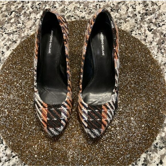 Antonio Melani Women's Tweed Tapestry Multi Color 3.25" Heels Shoes Pumps Sz 6 - Picture 3 of 5